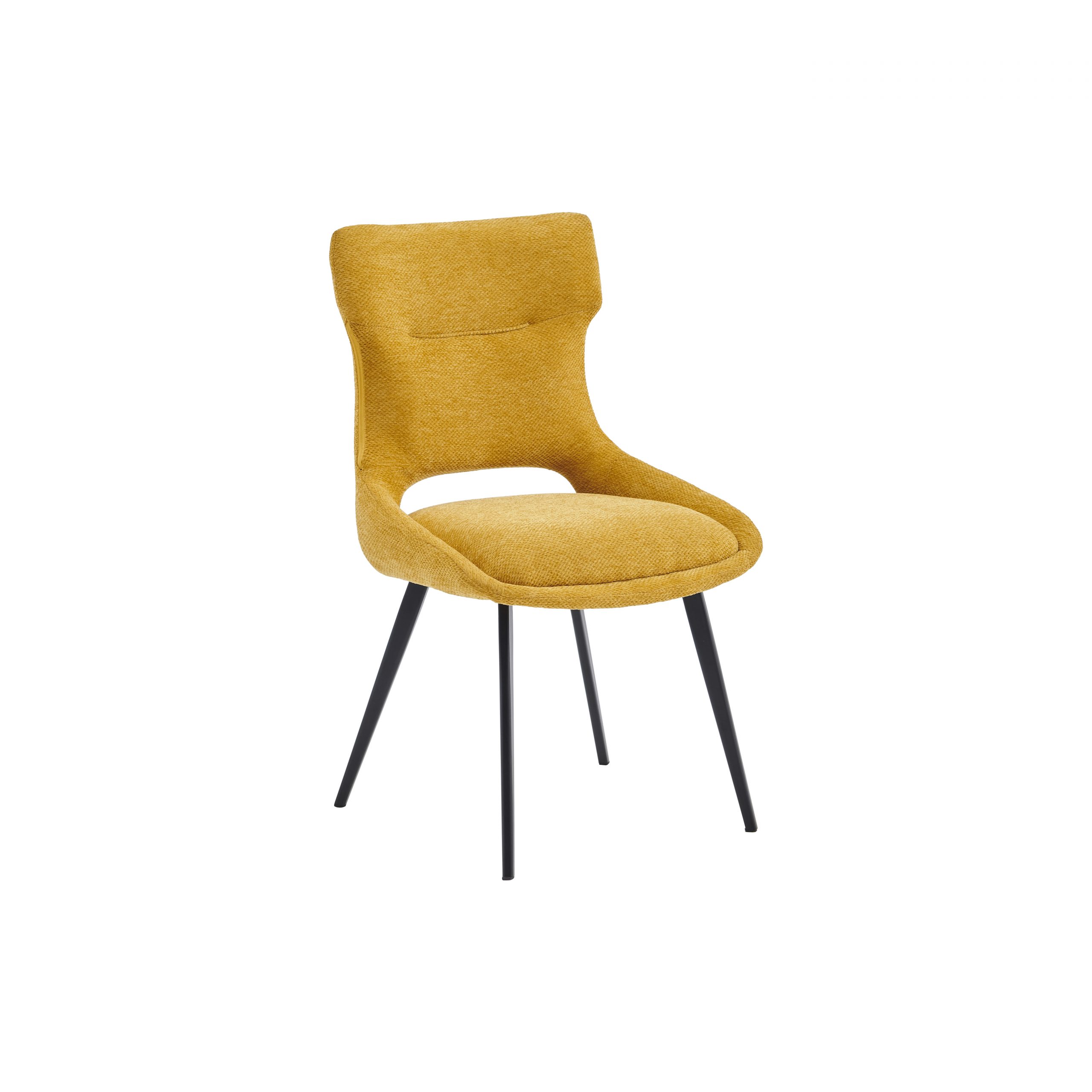 chaise en tissu jaune moutarde confortable