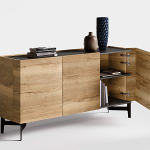 buffet avec porte ralentie aspect chalet