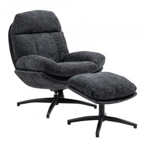 fauteuil avec repose pieds et inclinaison réglable couleur anthracite