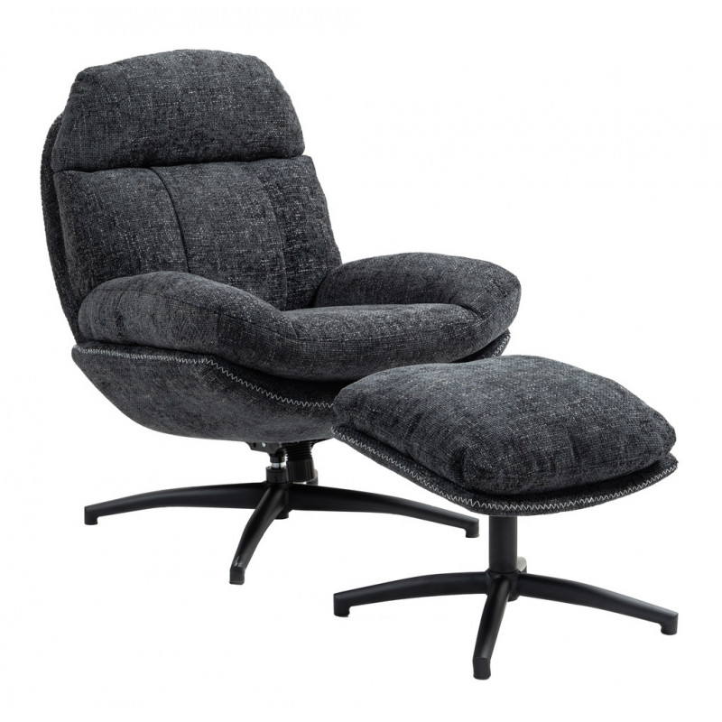 fauteuil avec repose pieds et inclinaison réglable couleur anthracite