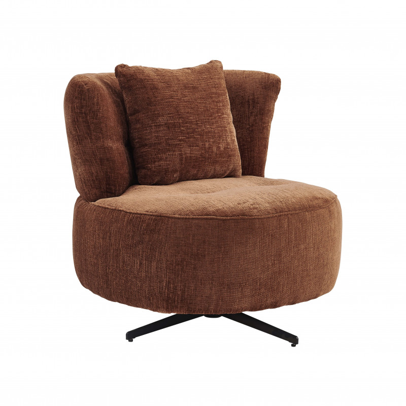 fauteuil rotatif de salon en tissu terracotta