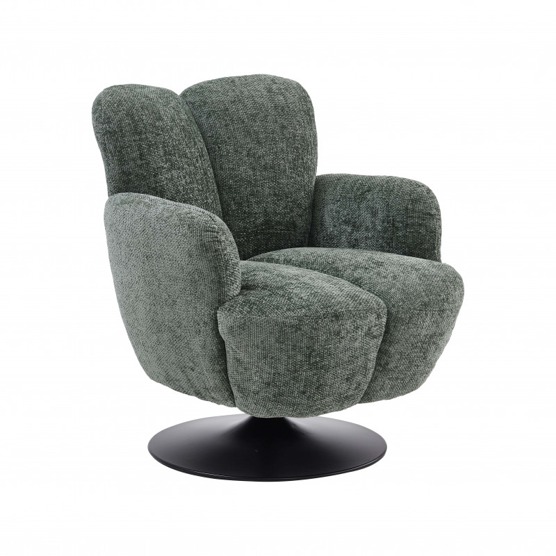 fauteuil rotatif confort en tissu vert