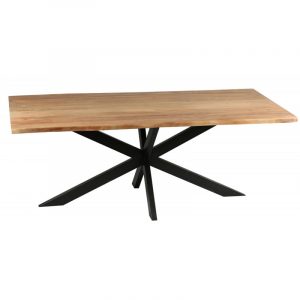 table en bois massif et pietement metal noir