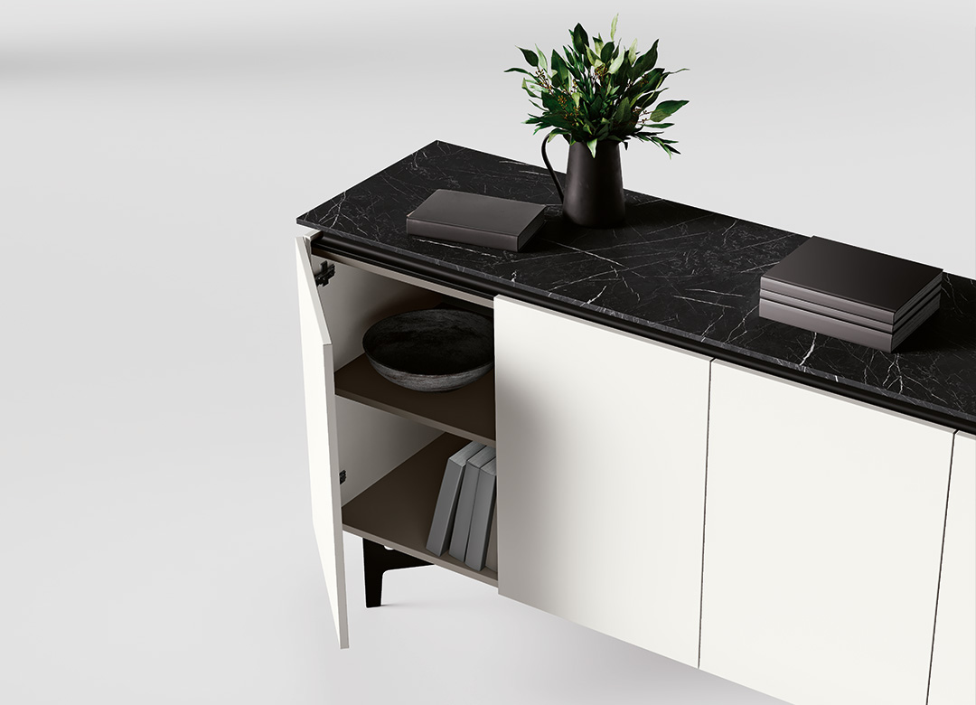 buffet avec plateau fin design noir et blanc design