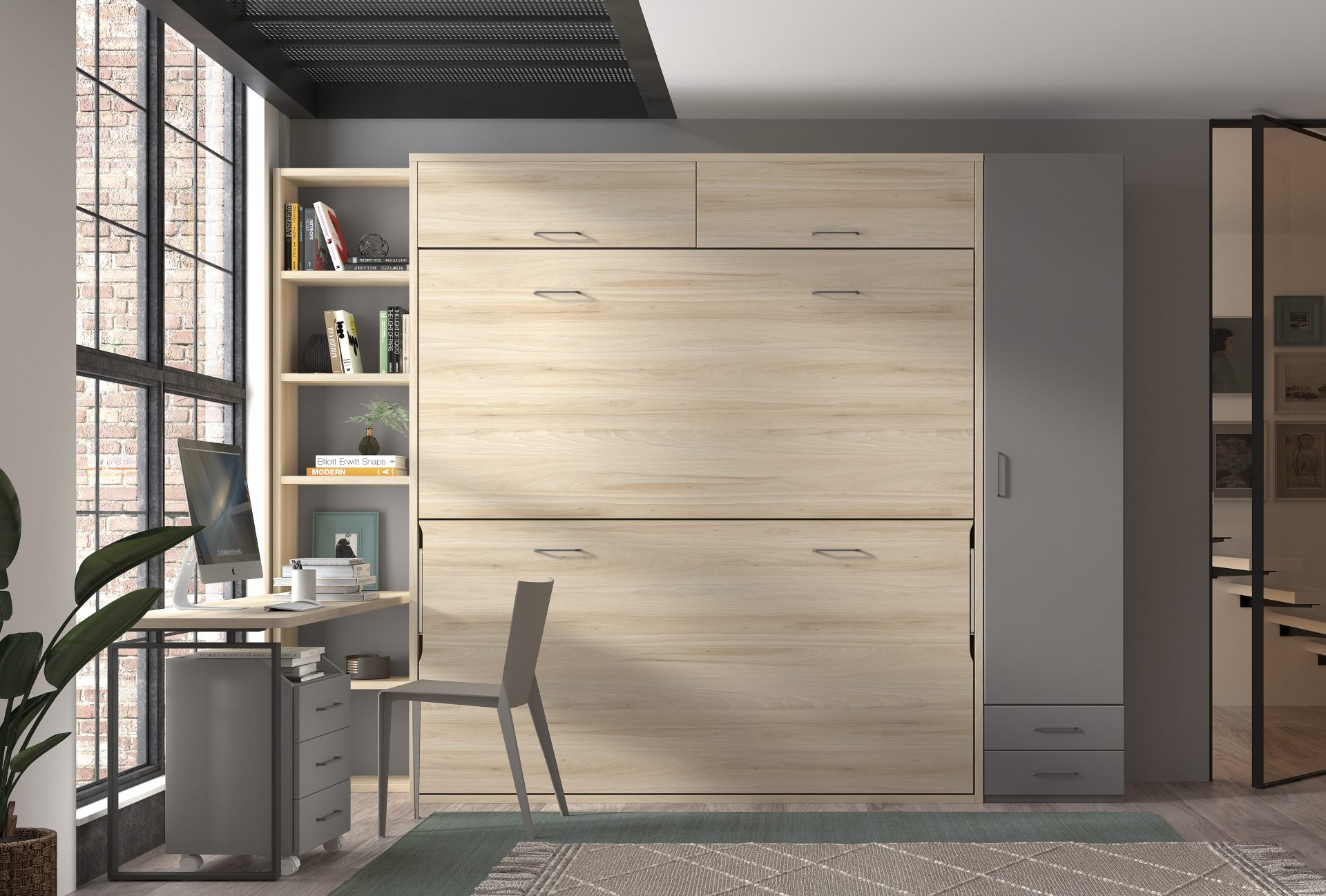 lit superposé dans armoire fermée, 90x140cm