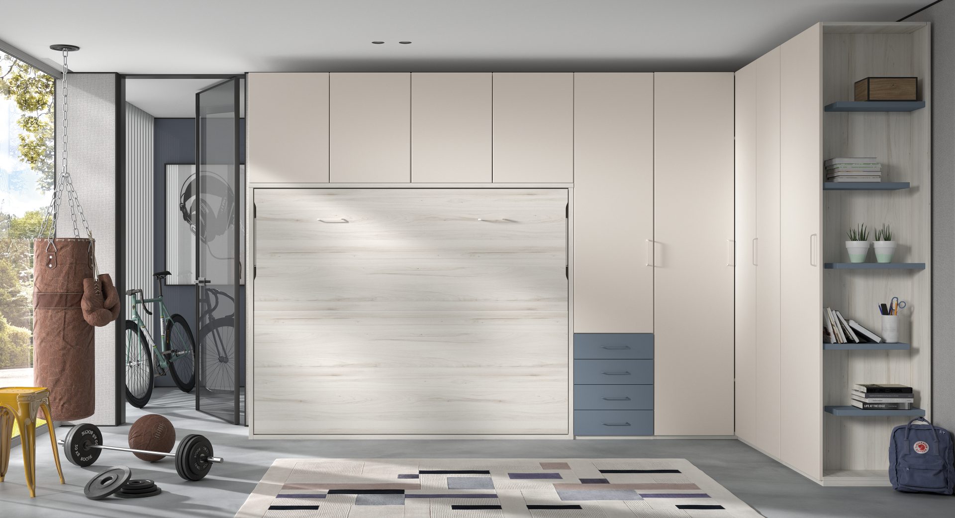 armoire lit escamotable 2 places en bois