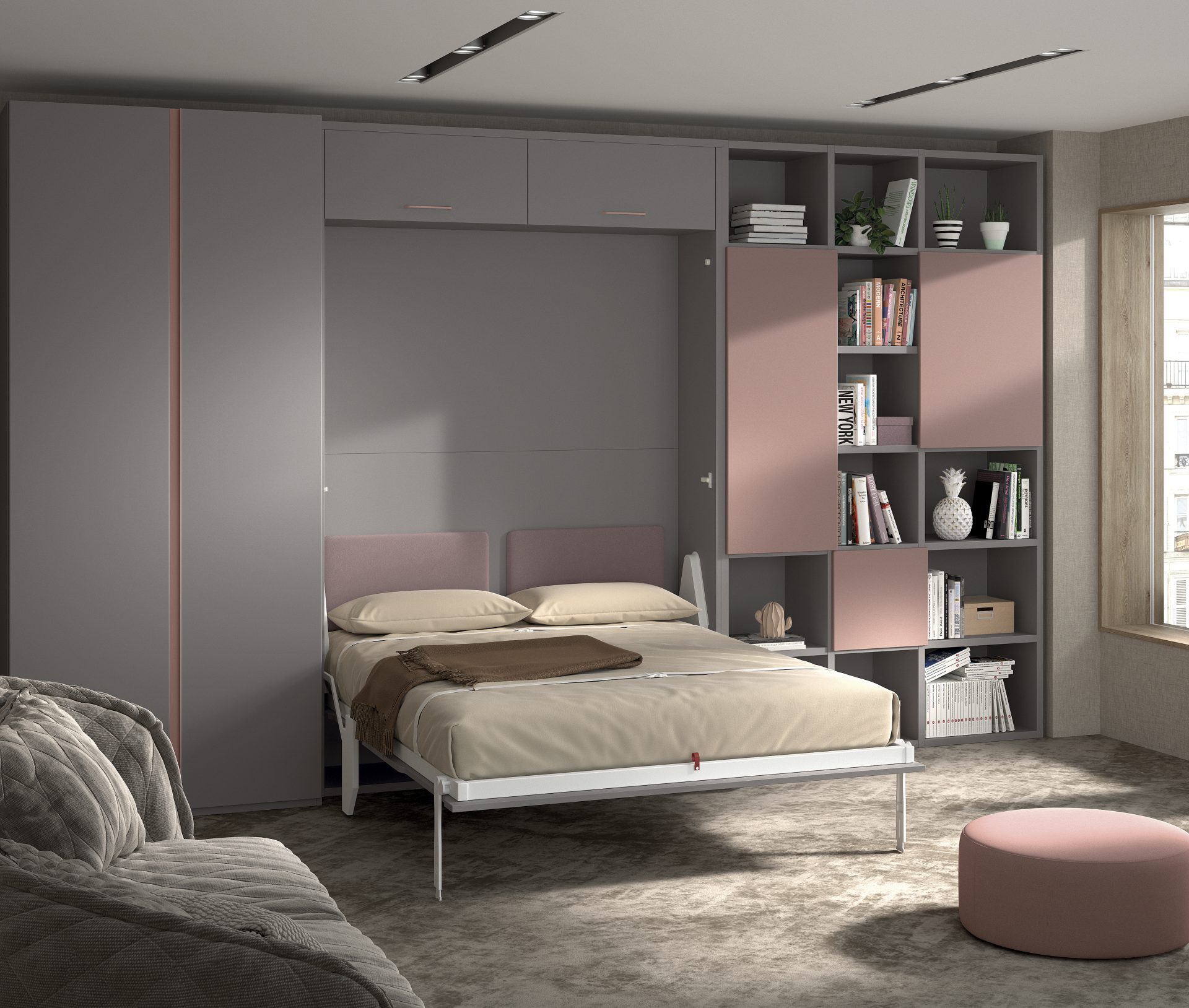 bureau lit escamotable pour chambre, 140x190cm