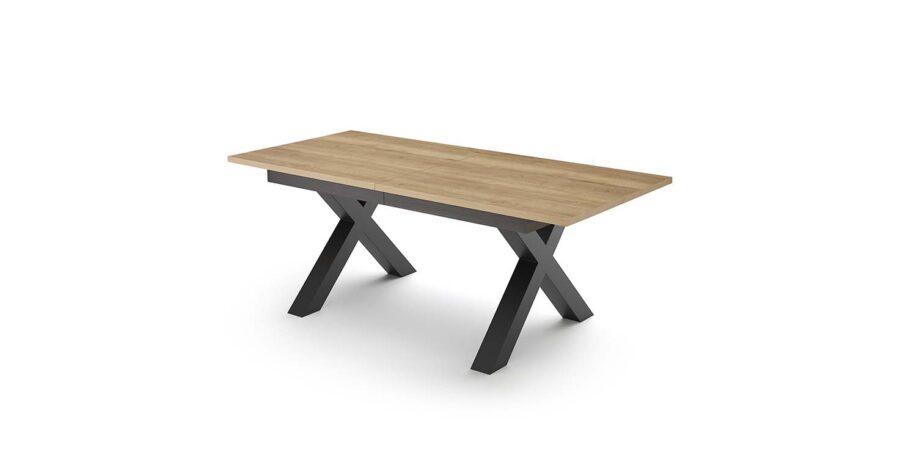 table fermer pied croix massif extensible