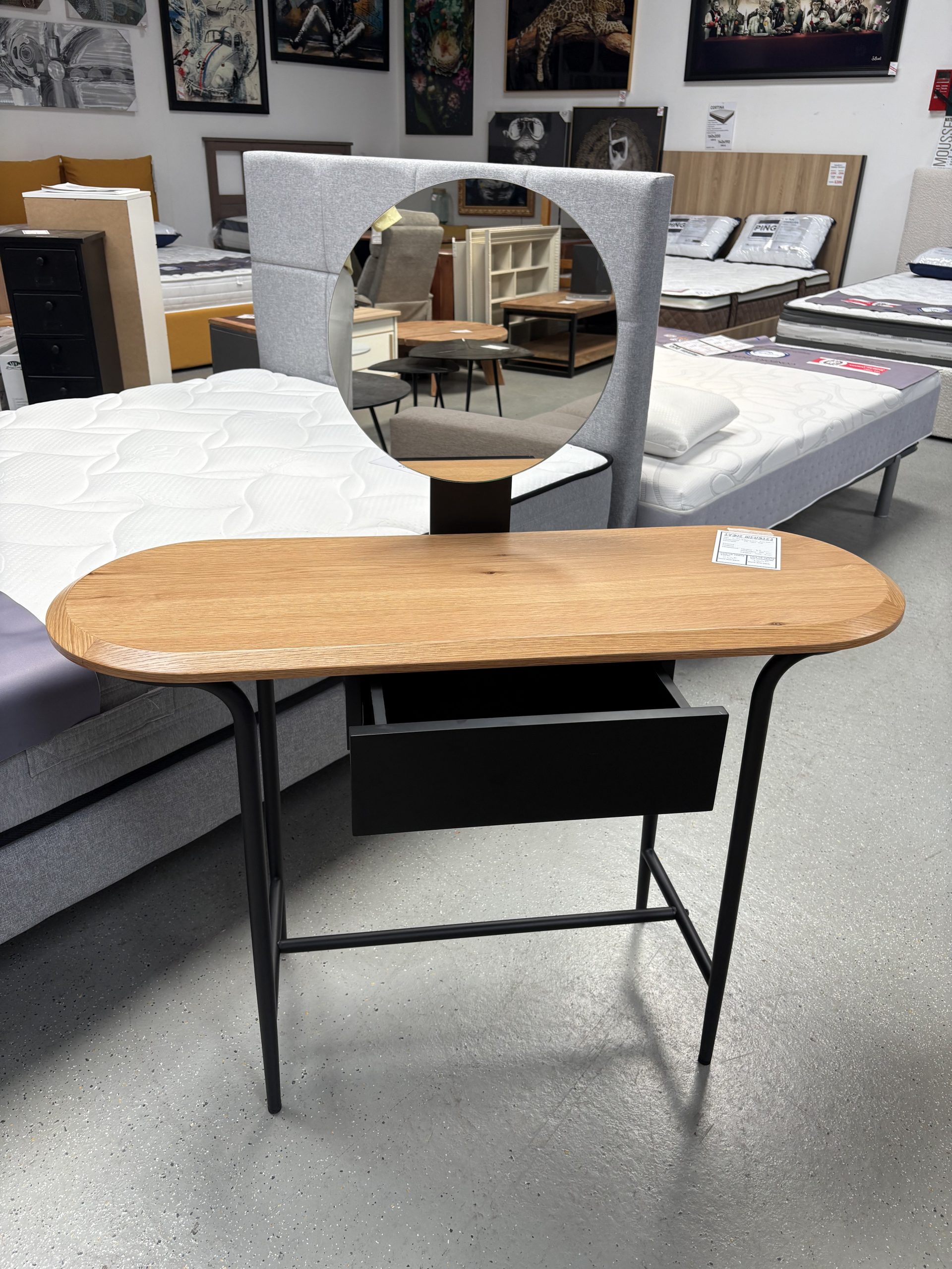 coiffeuse avec miroir plateau bois