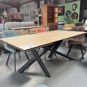 table céramique avec deux rallonges en couleur bois