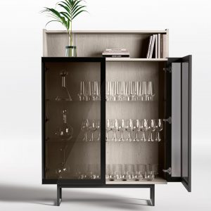 buffet agencement surmesure vitre bois niche