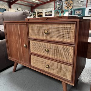 buffet en acacia et porte en cannage massif