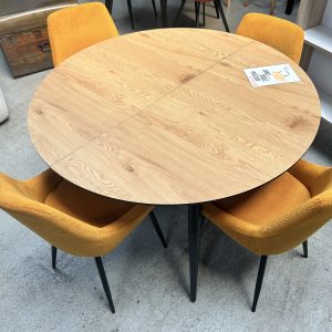 table ronde effet bois avec rallonges